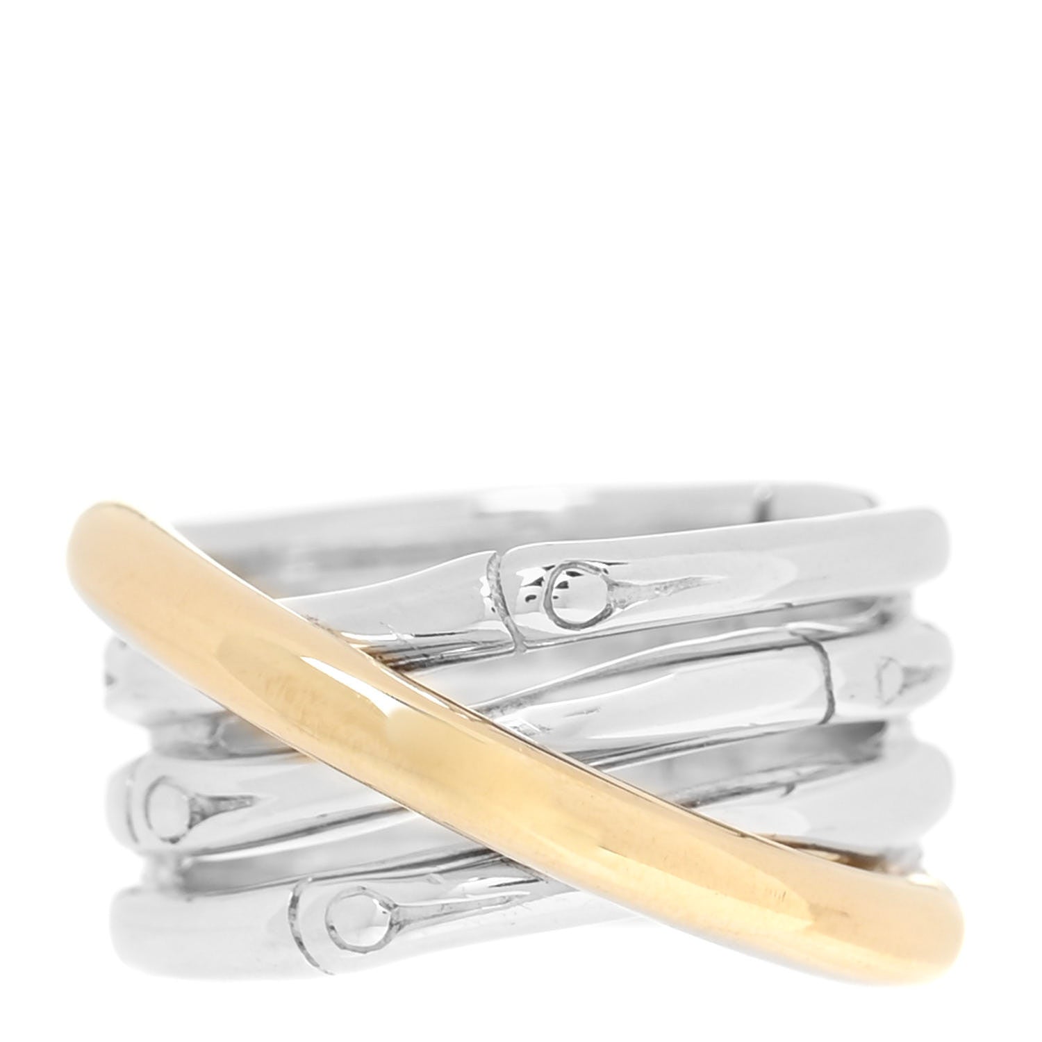 John Hardy Sterling Silver 18k Yellow Gold Crossover Bamboo Ring 55 7.25 1 of 5