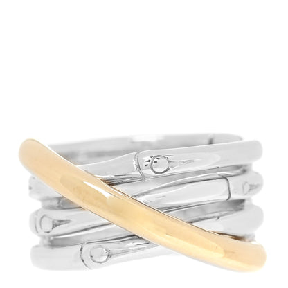 John Hardy Sterling Silver 18k Yellow Gold Crossover Bamboo Ring 55 7.25 1 of 5