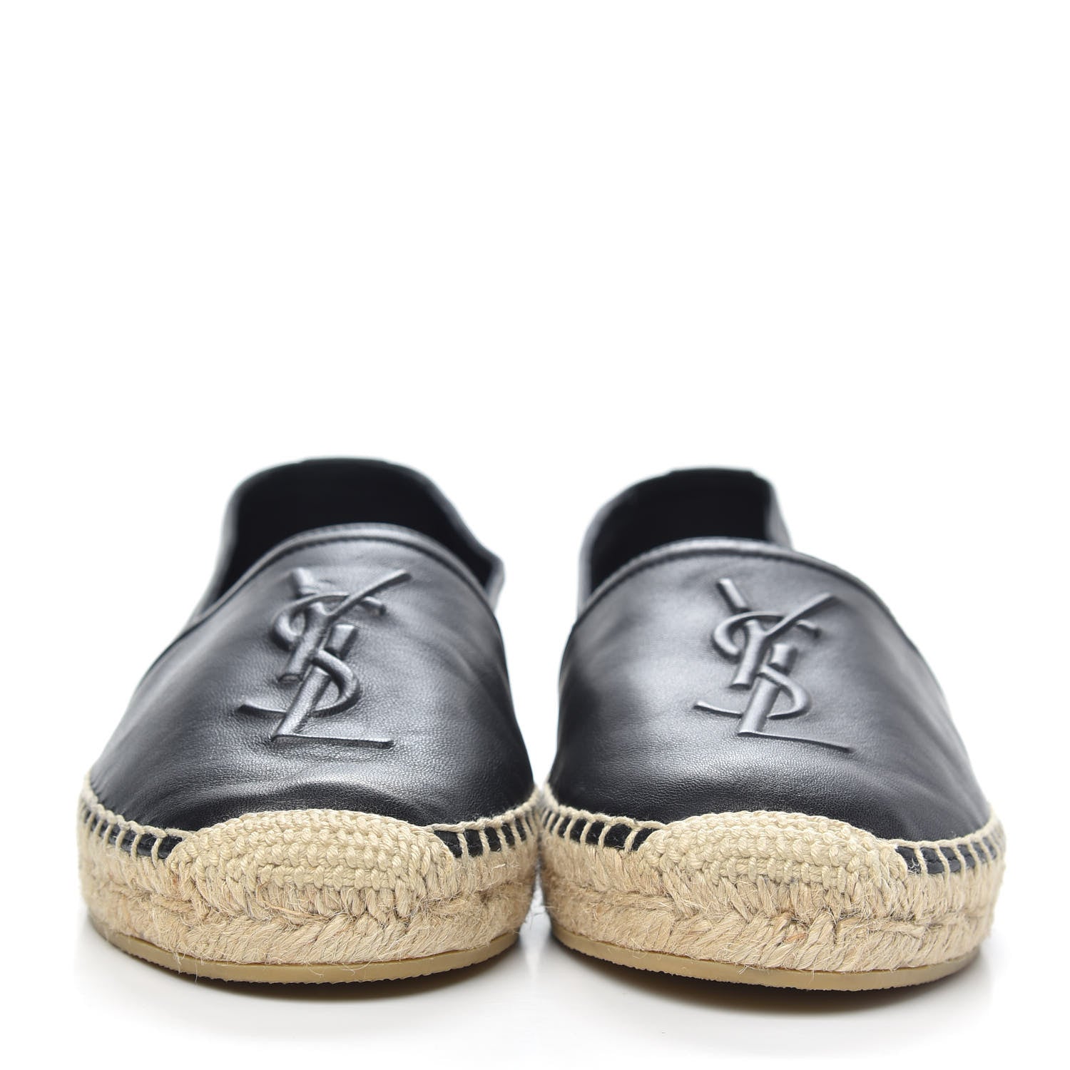 Saint Laurent Lambskin Monogram Espadrilles 36 Black 2 of 9