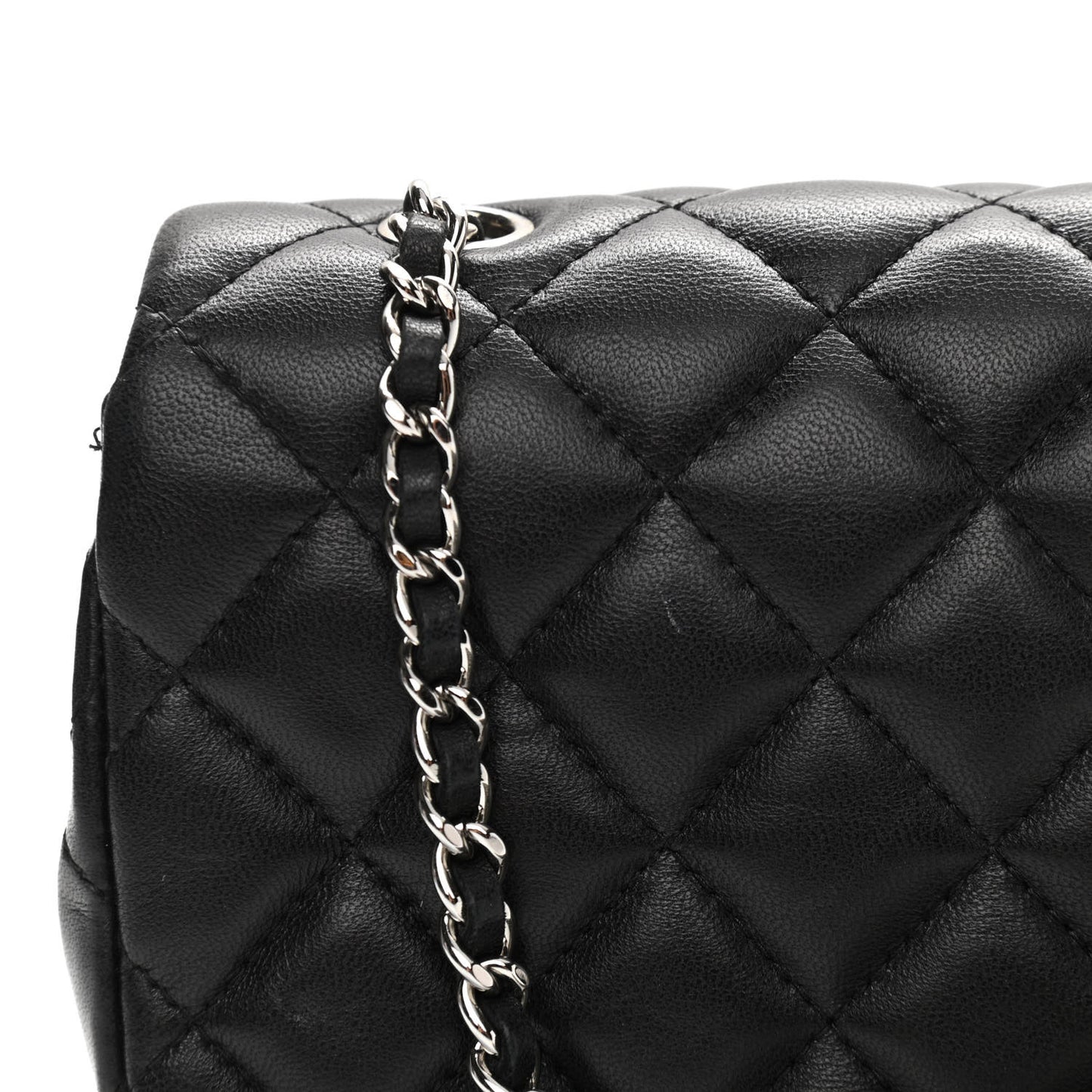 Lambskin Quilted Extra Mini Rectangular Flap Black