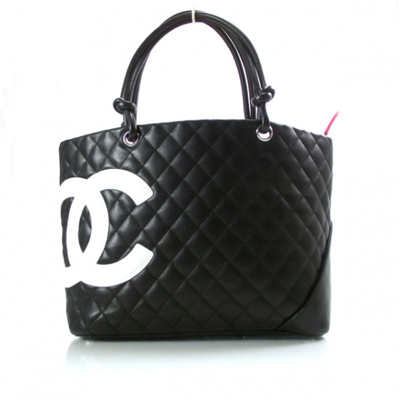 Chanel Calfskin Quilted Large Cambon Tote Black White 1 of 12
