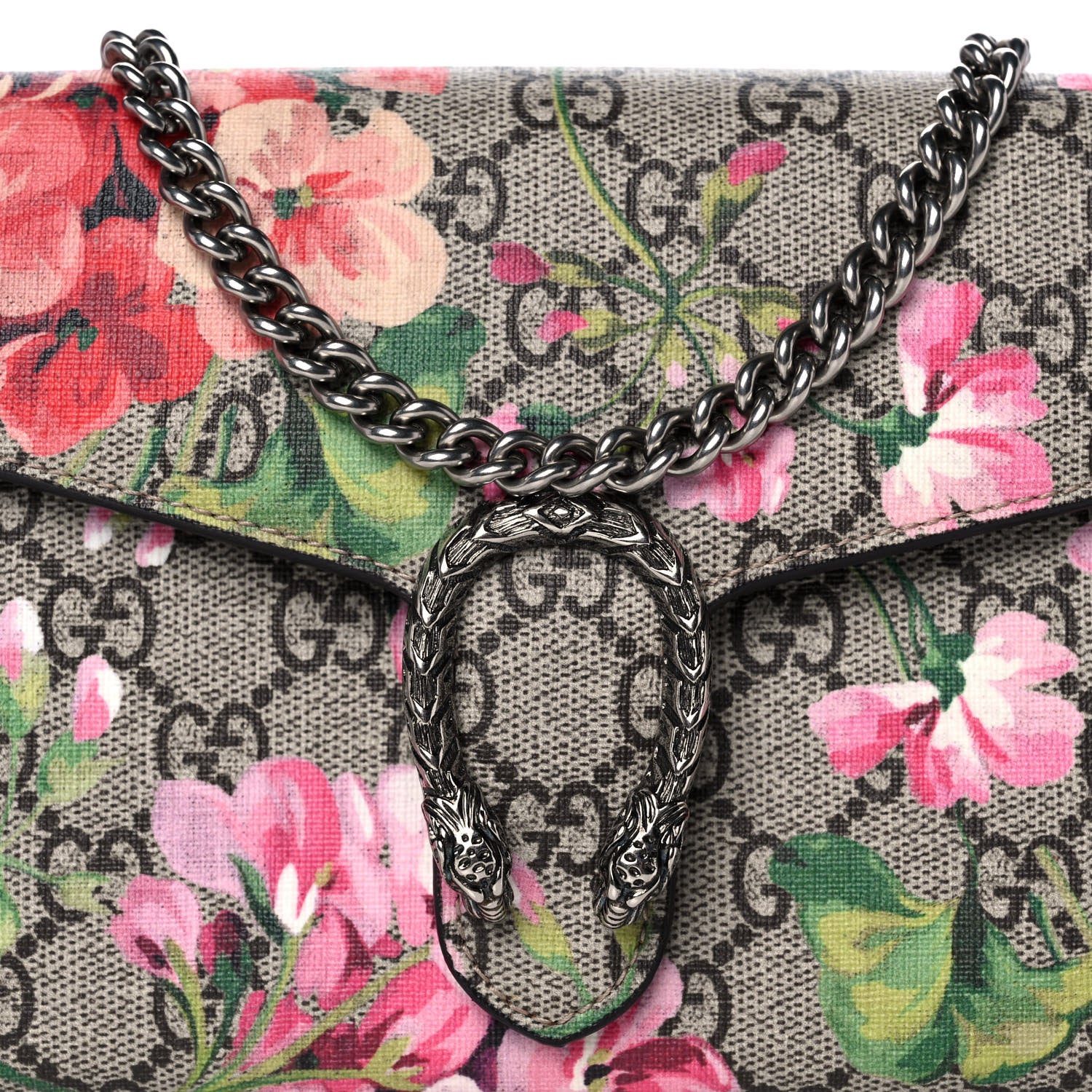 Gucci GG Supreme Monogram Blooms Mini Dionysus Chain Wallet Beige Multicolor Dry Rose 7 of 10