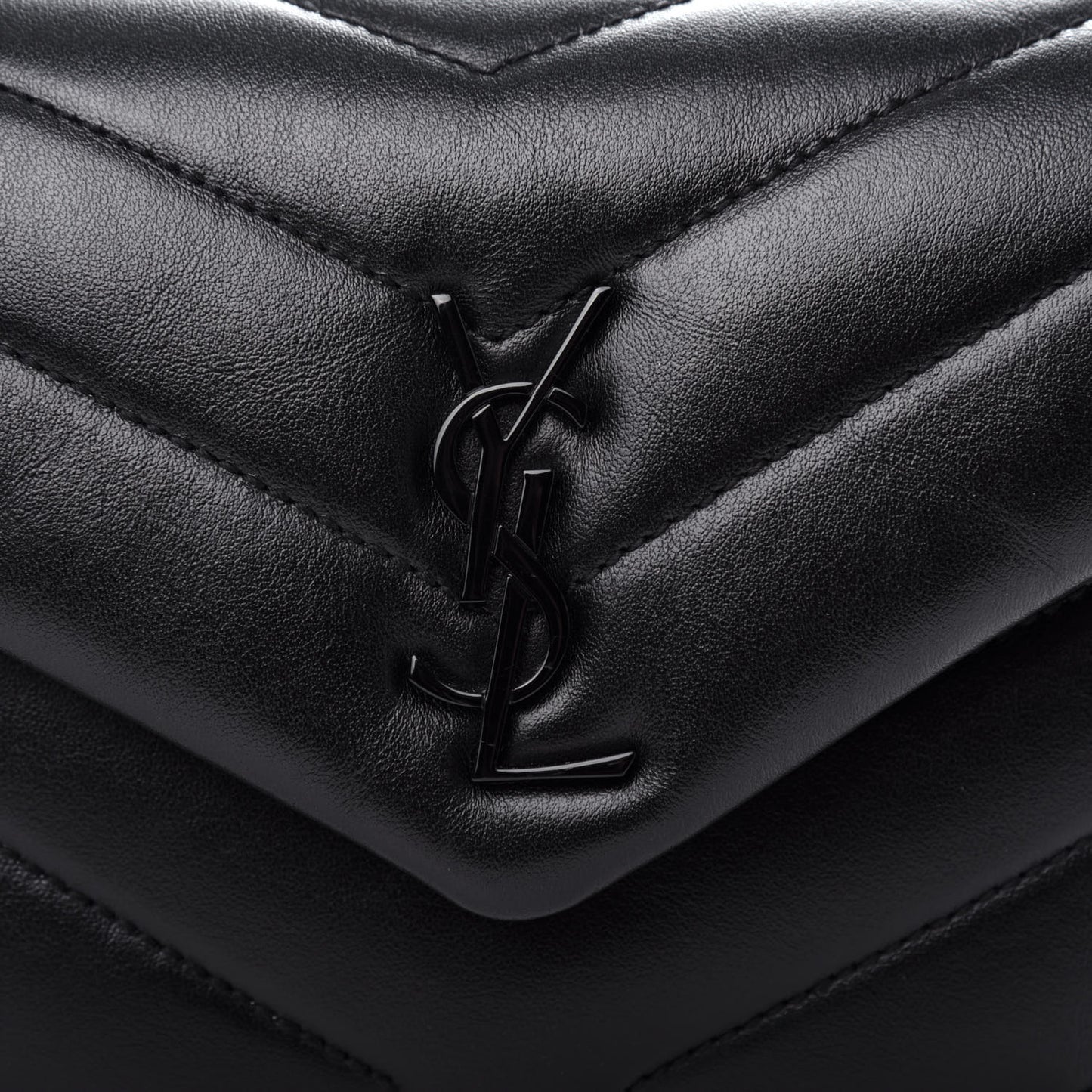 Calfskin Y Quilted Monogram Toy Loulou Crossbody Bag Black
