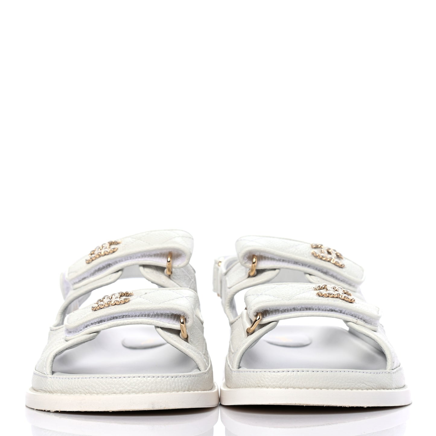 Grained Calfskin Velcro Dad Sandals 38 White