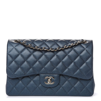Chanel Iridescent Caviar Quilted Jumbo Double Flap Dark Blue 1 of 12