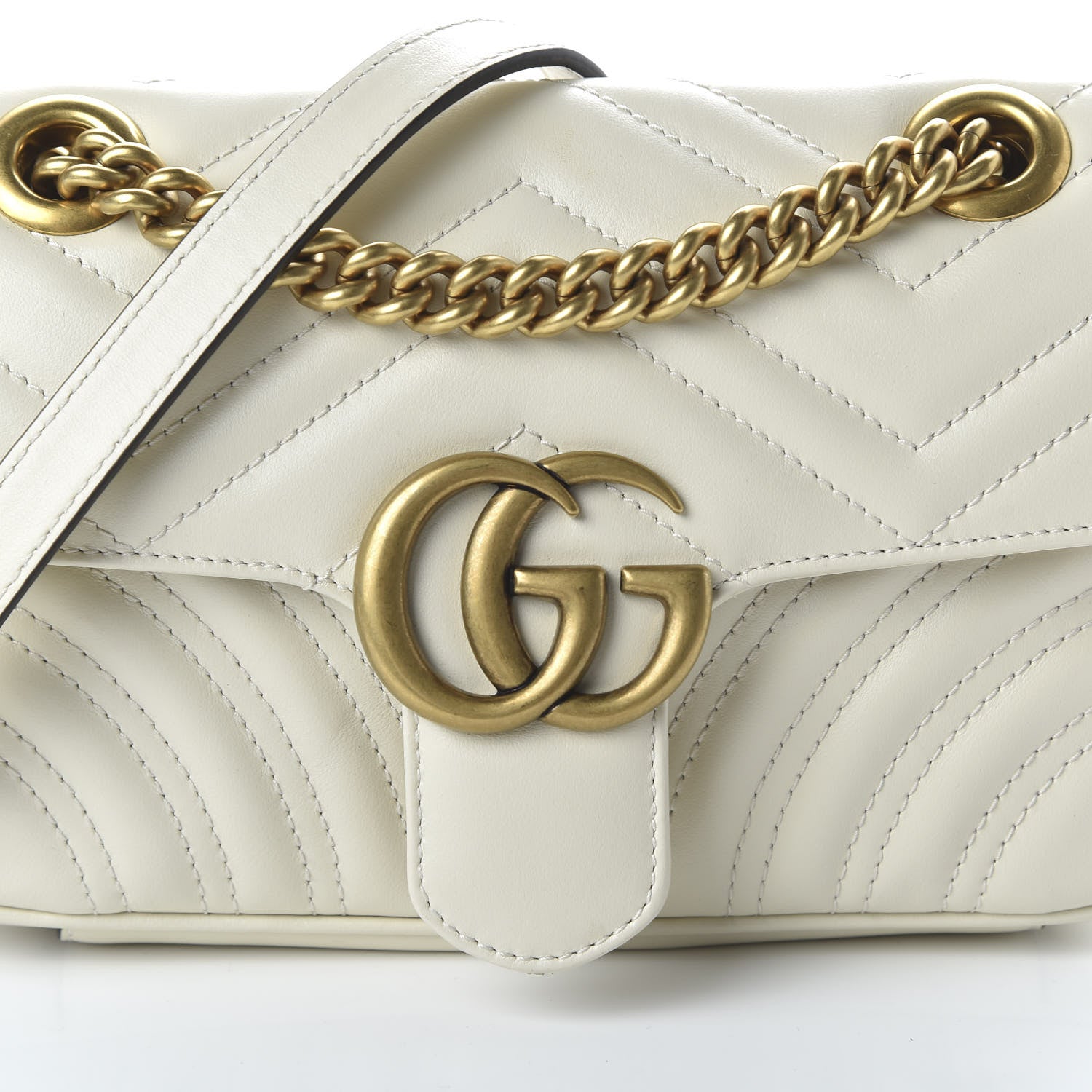 Gucci Calfskin Matelasse Mini GG Marmont Shoulder Bag White 10 of 10