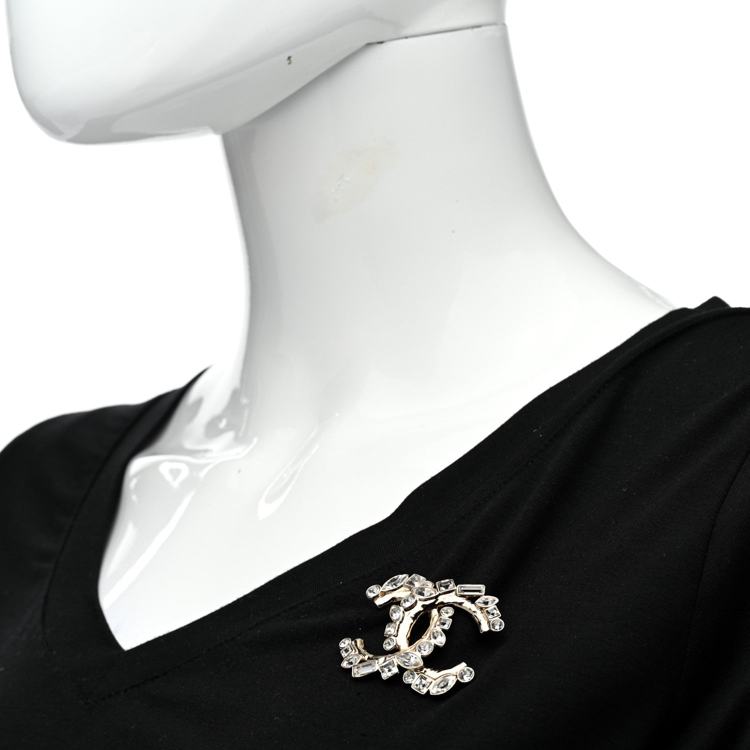 Chanel Crystal Baguette CC Brooch Gold 2 of 5