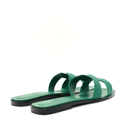 Hermes Epsom Oran Sandals 40.5 Vert Emeraude 5 of 10