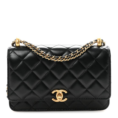 Chanel Calfskin Quilted Perfect Fit Wallet On Chain WOC Black 1 of 12