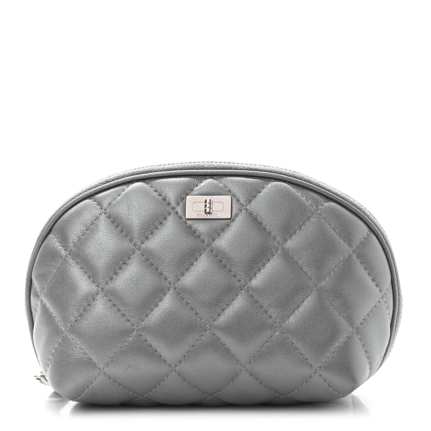 Chanel Metallic Lambskin Quilted Reissue Cosmetic Case Silver 1 of 9