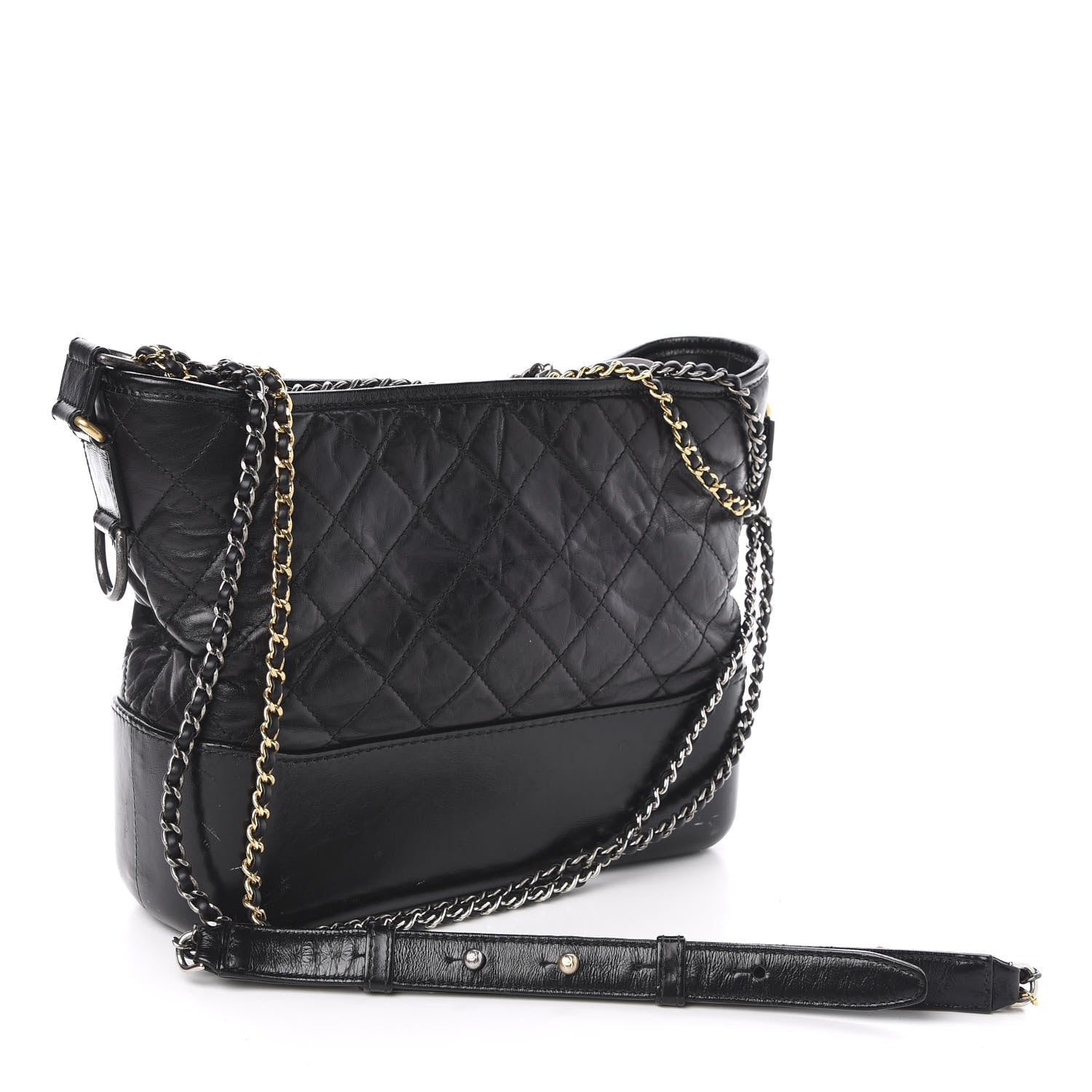 Chanel Aged Calfskin Quilted Medium Gabrielle Hobo Black 3 of 16