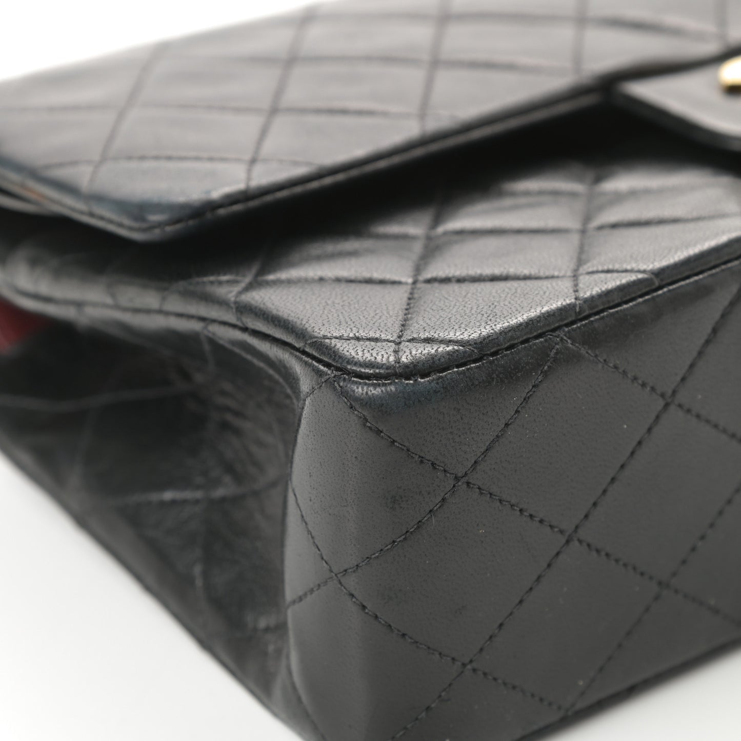 Lambskin Quilted Medium Double Flap Black