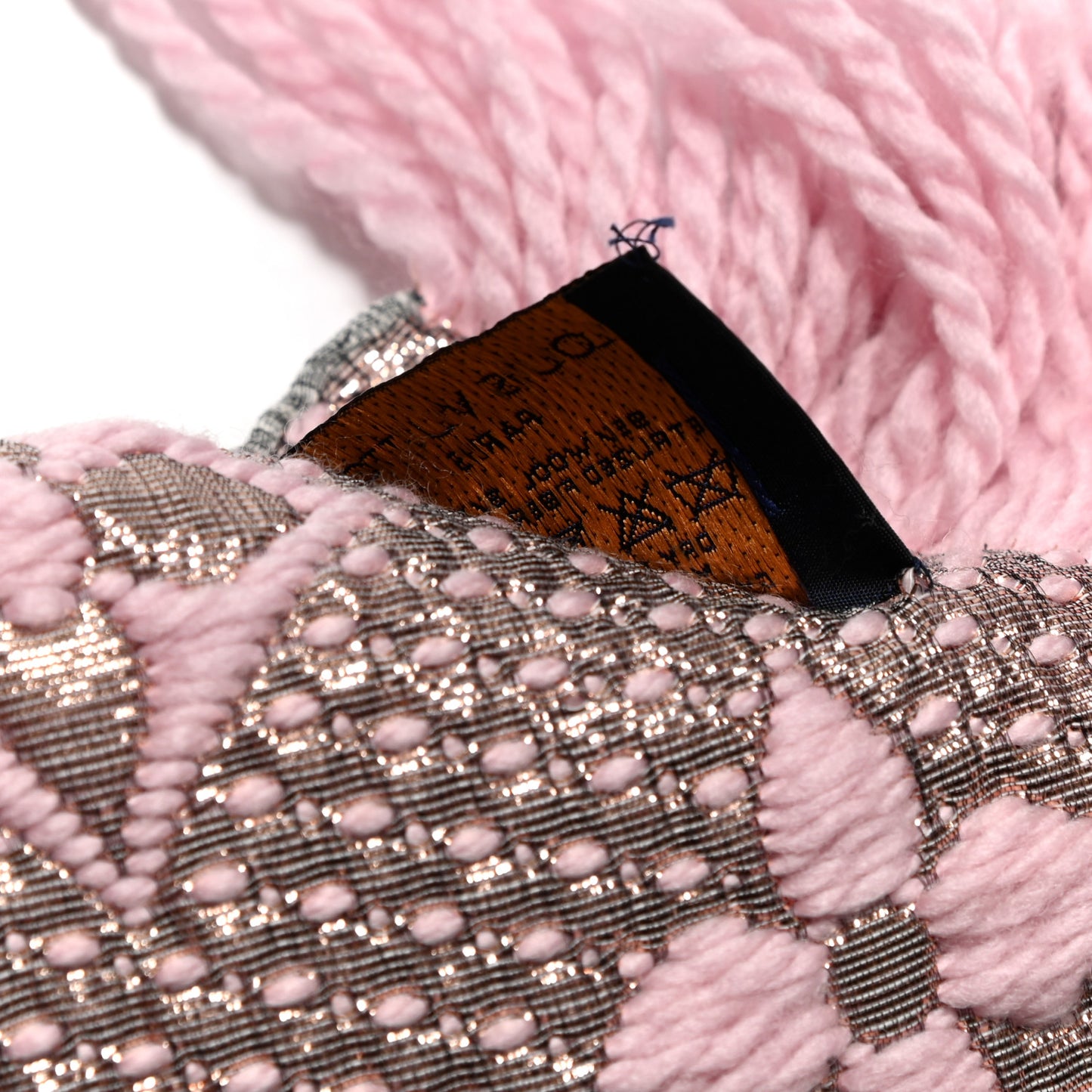 Wool Silk Logomania Shine Scarf Pink