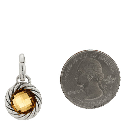 David Yurman Sterling Silver Citrine Cable Charm Pendant 2 of 5