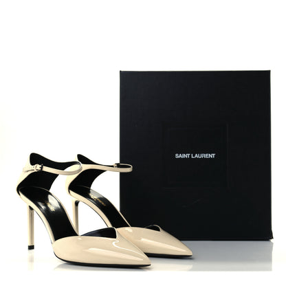 Saint Laurent Patent Anja 85 Ankle Strap Pointed Pumps 40 Coquille 11 of 11