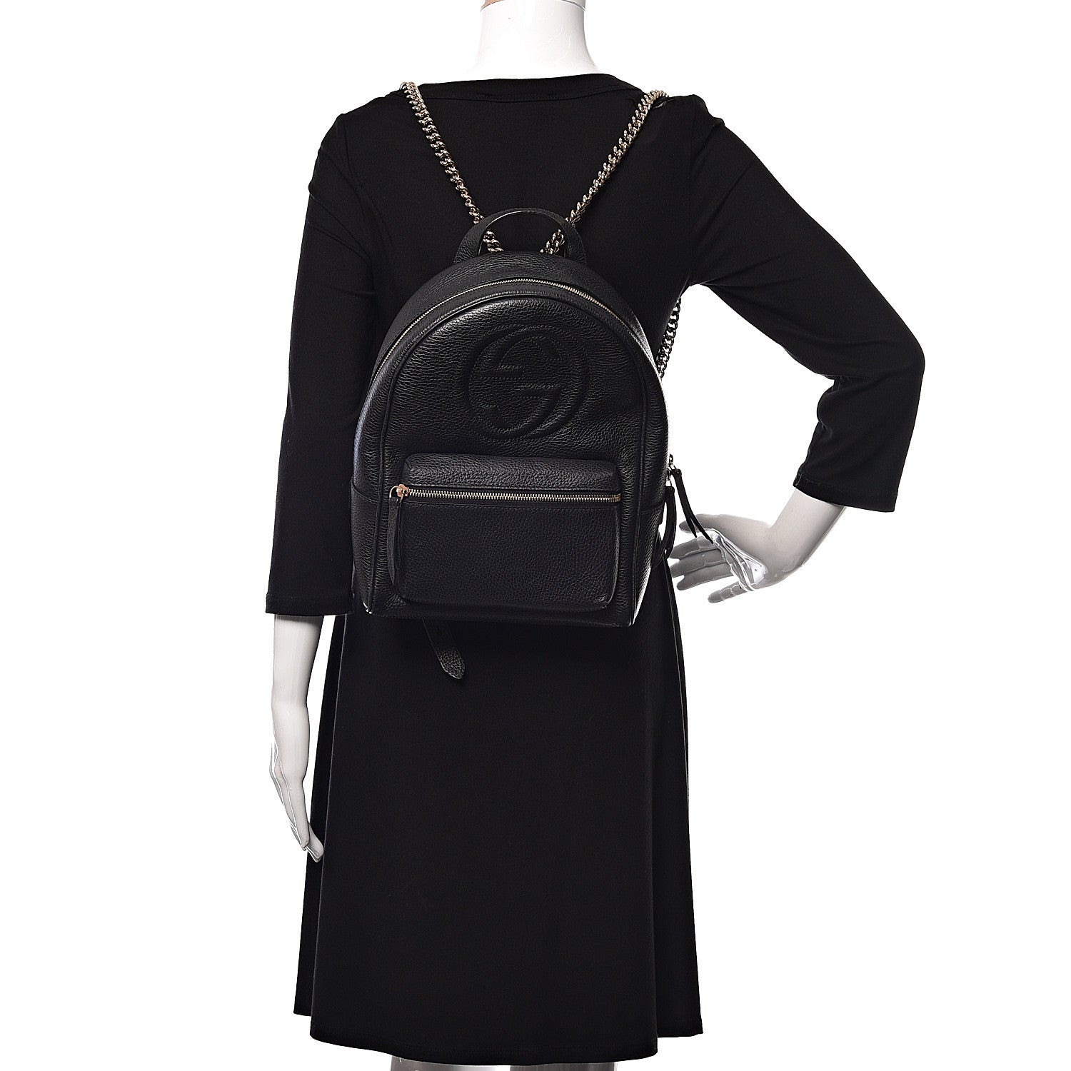 Gucci Pebbled Calfskin Soho Chain Backpack Black 2 of 13