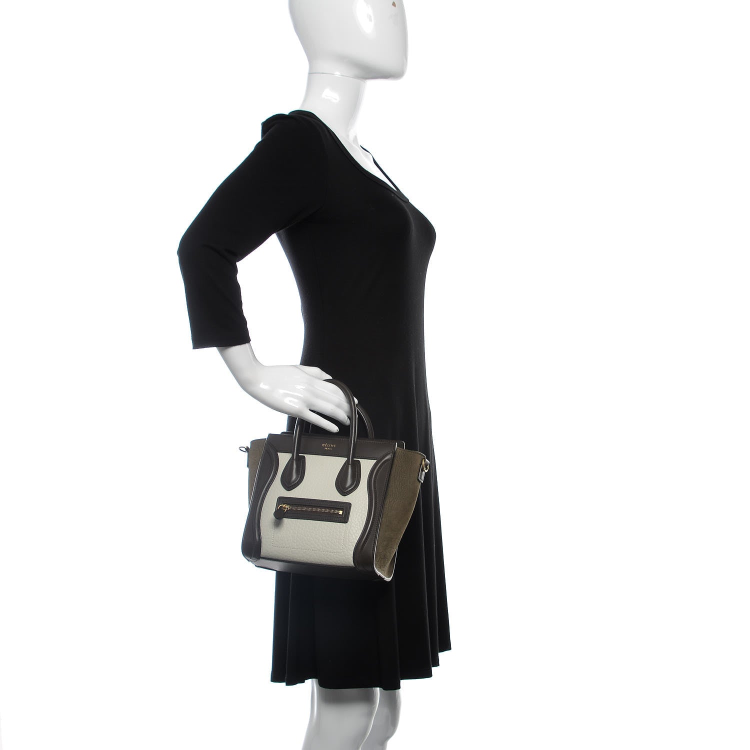 Celine Grained Baby Calfskin Nubuck Nano Tri-Color Luggage Olive 3 of 13