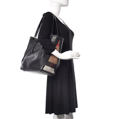 Burberry Grainy Calfskin House Check Medium Maidstone Black 2 of 8