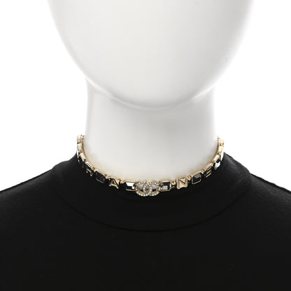 Chanel Baguette Crystal Logo CC Choker Necklace Gold 2 of 6