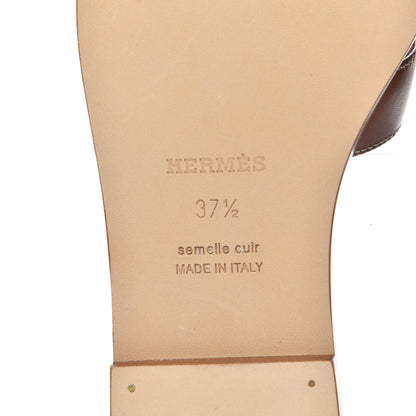 Hermes Box Calfskin Oran Sandals 37.5 Gold 7 of 13