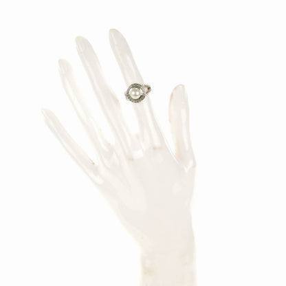 David Yurman Sterling Silver Diamond Pearl 8mm Petite Cerise Ring 48 4.5 2 of 4