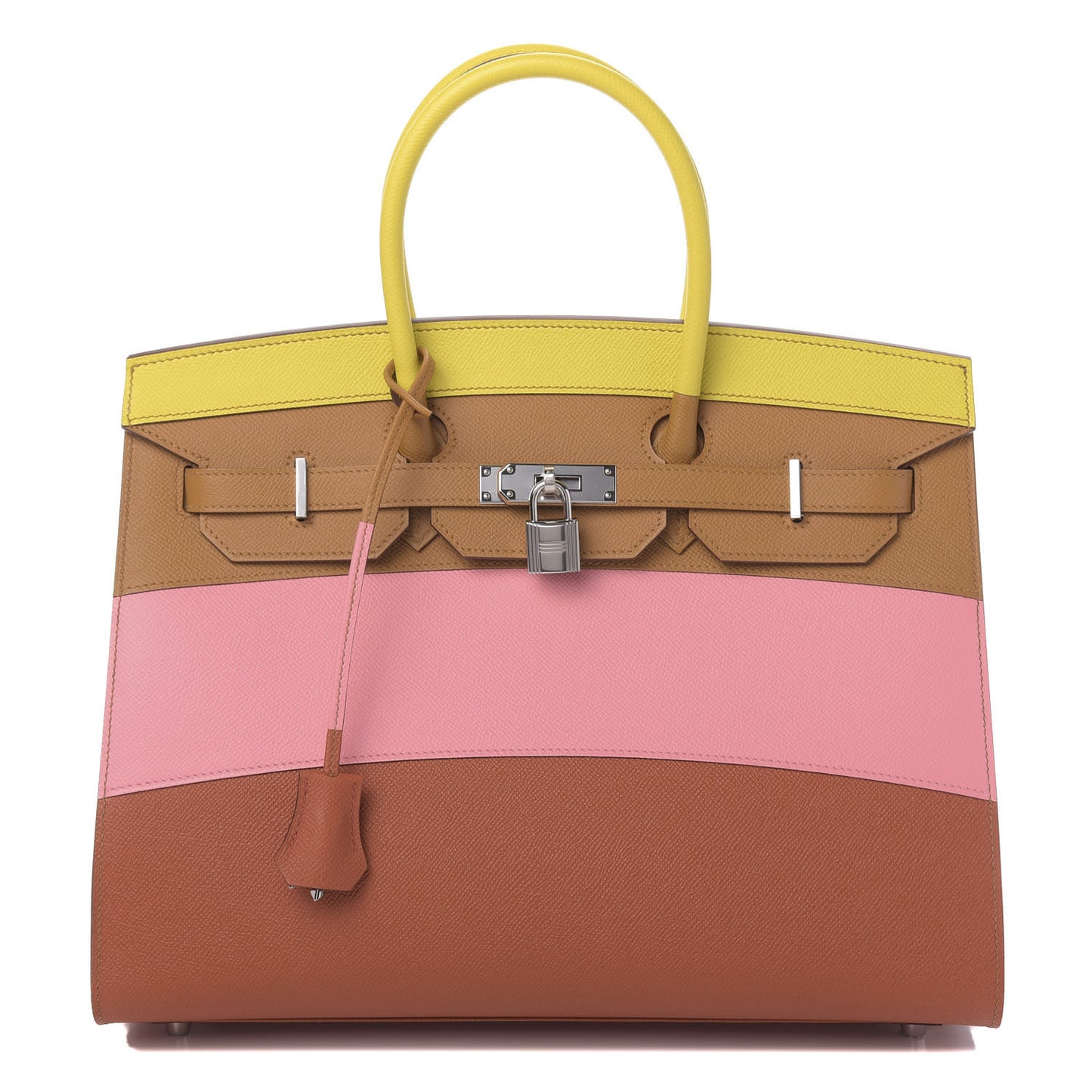 Epsom Sunrise Birkin Sellier 35 Lime Sesame Rose Confetti Terre Battue
