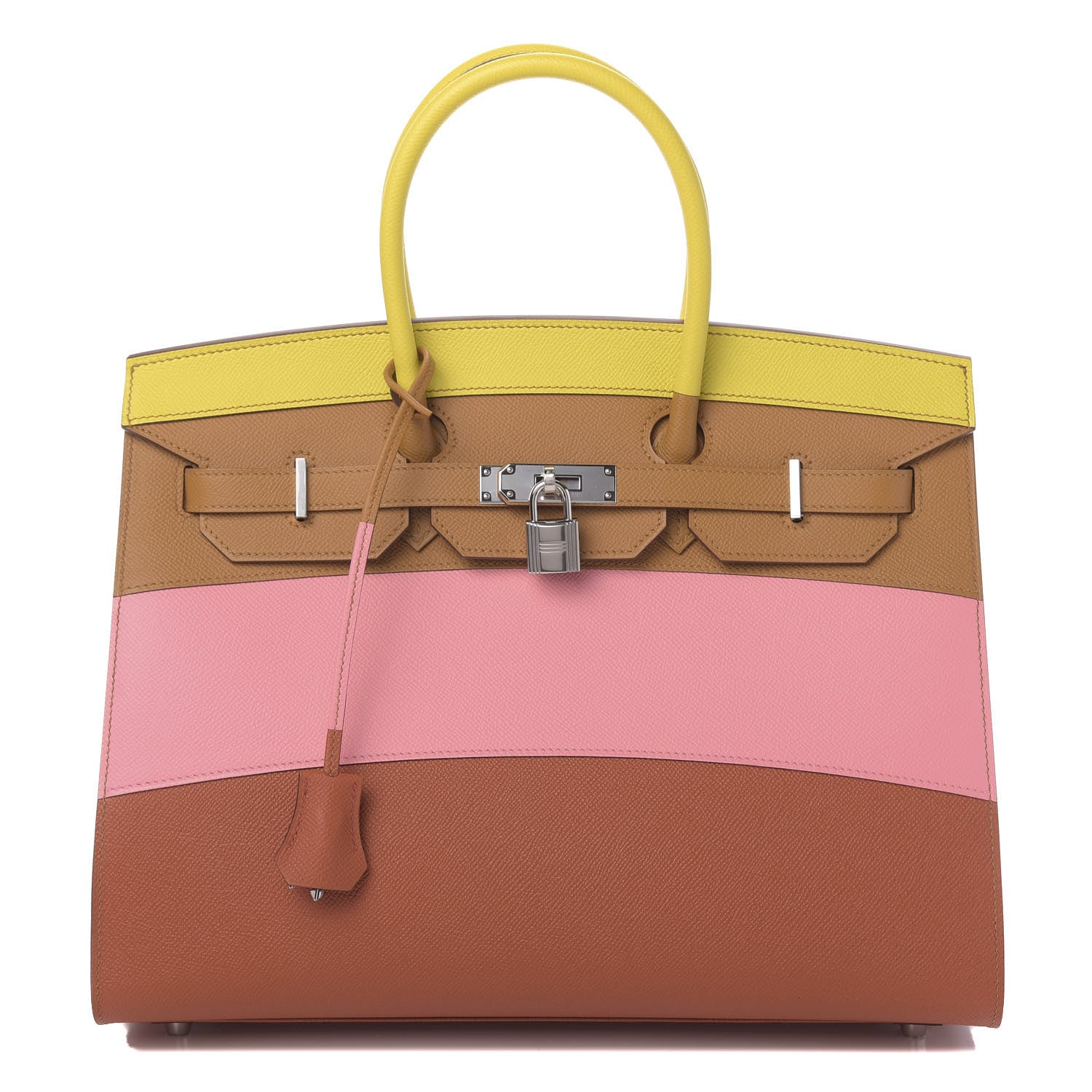 Hermes Epsom Sunrise Birkin Sellier 35 Lime Sesame Rose Confetti Terre Battue 1 of 11
