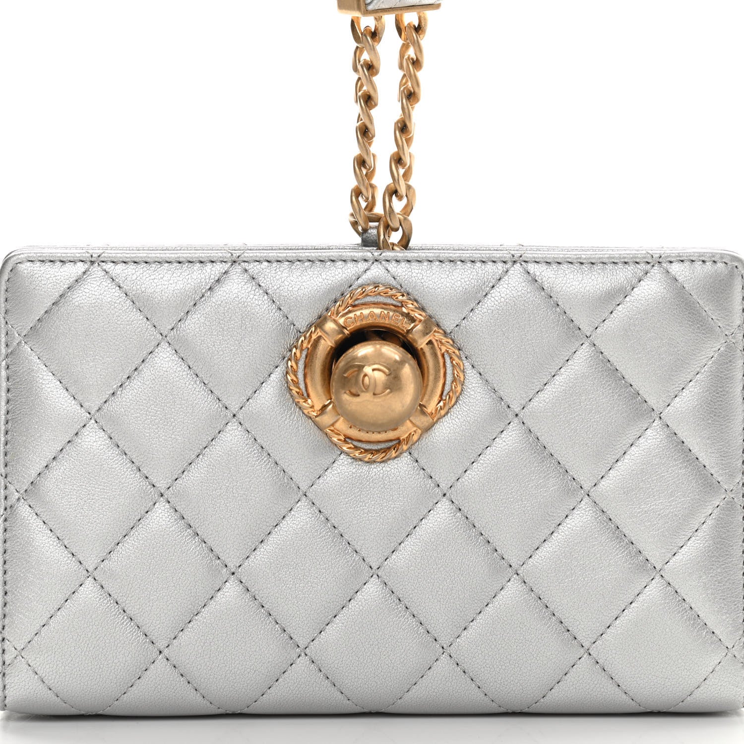 Chanel Metallic Calfskin Quilted Evening By The Sea Clutch Silver 8 of 11