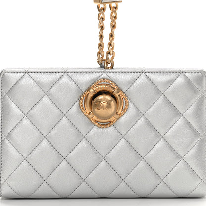 Chanel Metallic Calfskin Quilted Evening By The Sea Clutch Silver 8 of 11