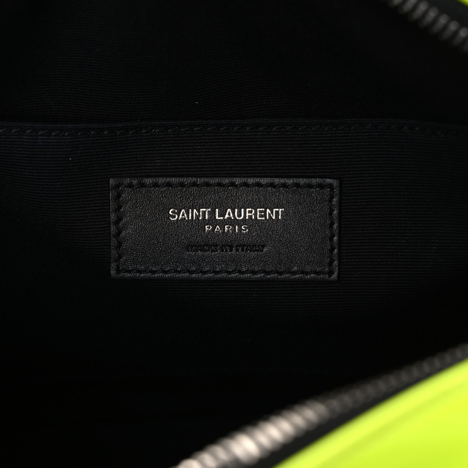 Saint Laurent Patent Calfskin Matelasse Monogram Lou Camera Bag Neon Yellow 6 of 12