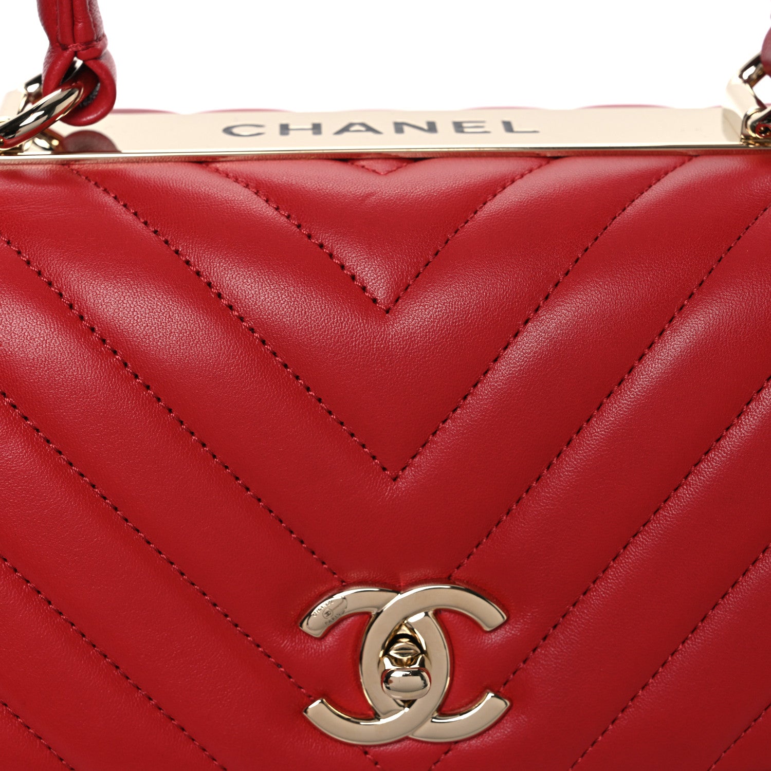 Chanel Lambskin Chevron Quilted Medium Trendy CC Dual Handle Flap Bag Red 8 of 11