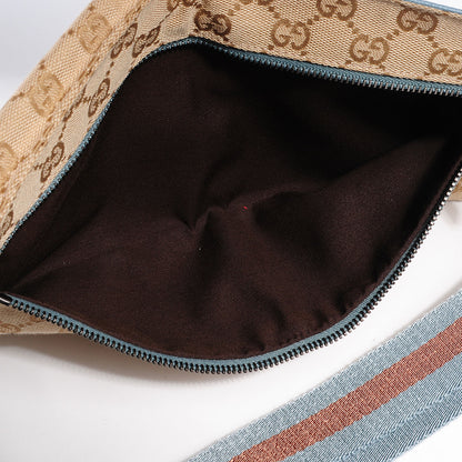 Gucci GG Monogram Web Double Pocket Belt Bag Blue 5 of 8