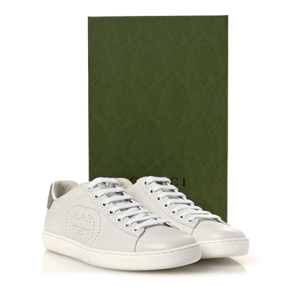 Gucci Calfskin Interlocking G Perforated Womens Ace Sneakers 37 White Grey Sky 11 of 11