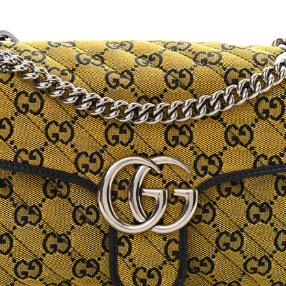 Gucci Monogram Multicolor Matelasse Diagonal Small GG Marmont Shoulder Bag Yellow Blue 8 of 10