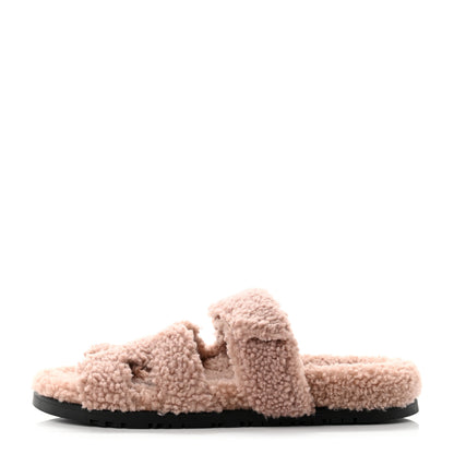 Hermes Woolskin Womens Chypre Sandals 39 Bois De Santal 1 of 8