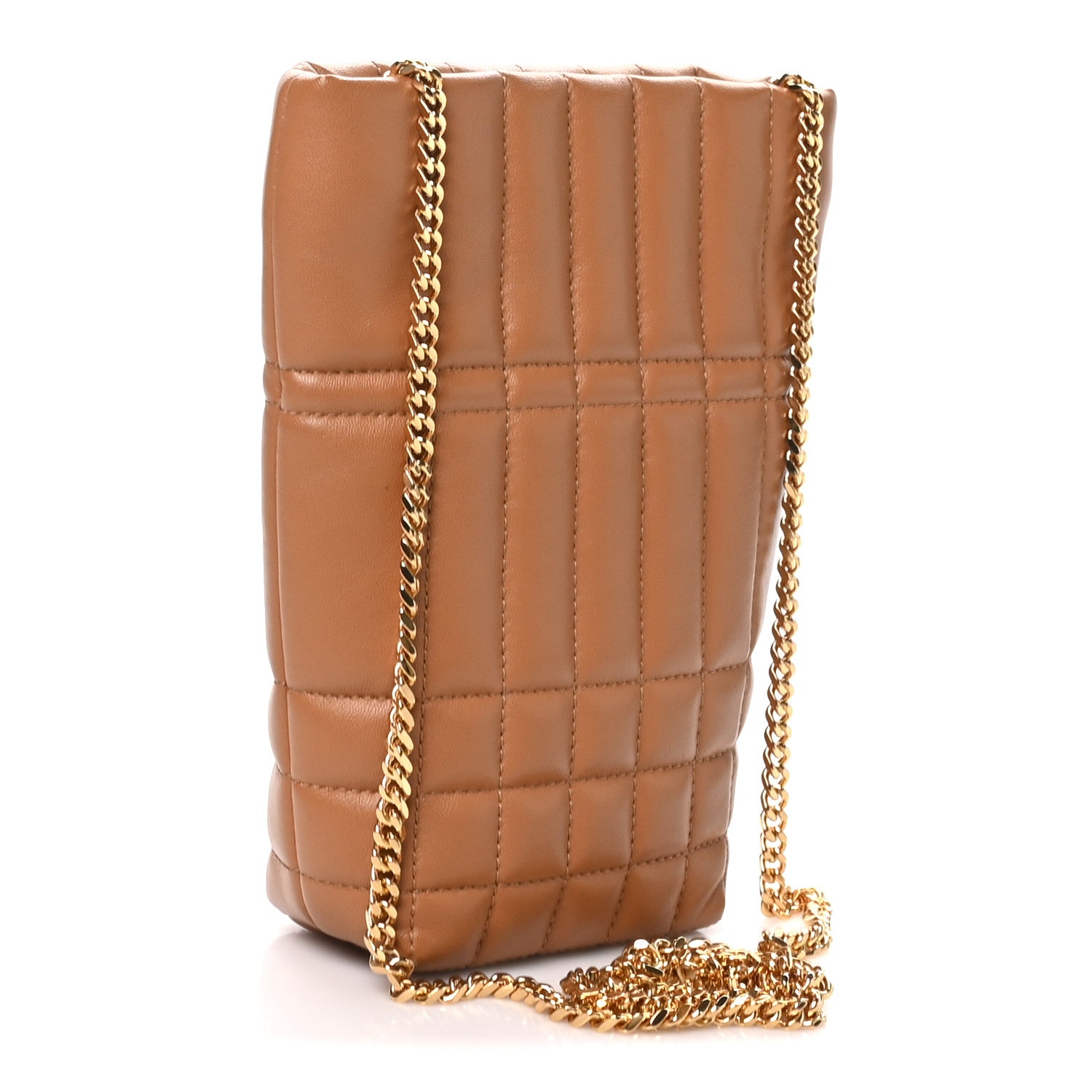 Burberry Lambskin Quilted Micro Lola Bucket Bag Maple Brown 3 of 9