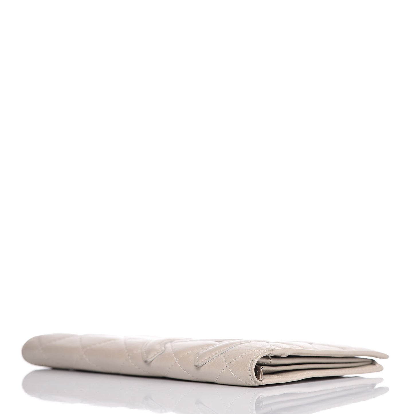 Aged Calfskin Quilted Cambon Quilted Yen Wallet Pearl