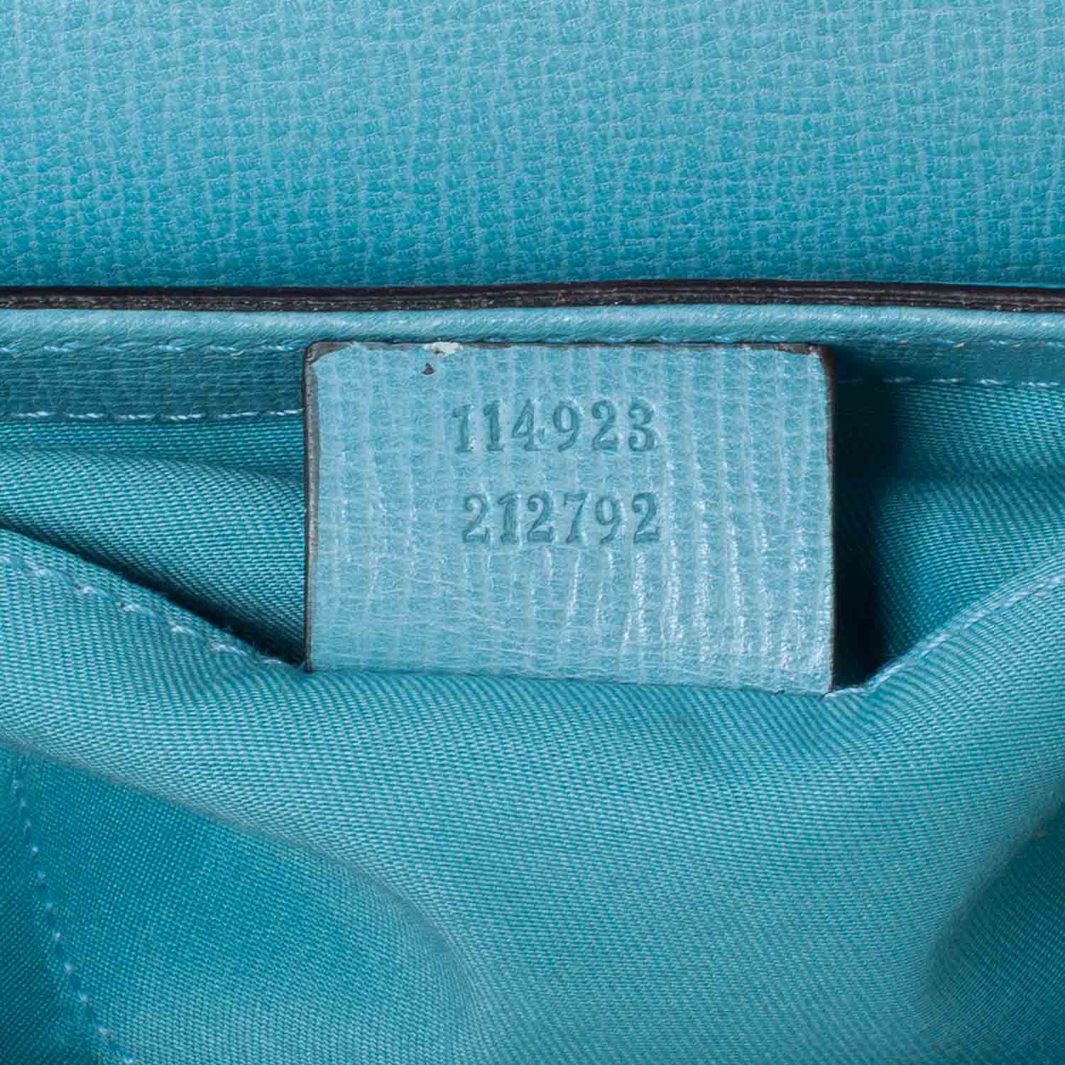 Gucci Leather Horsebit Clutch Turquoise 6 of 8