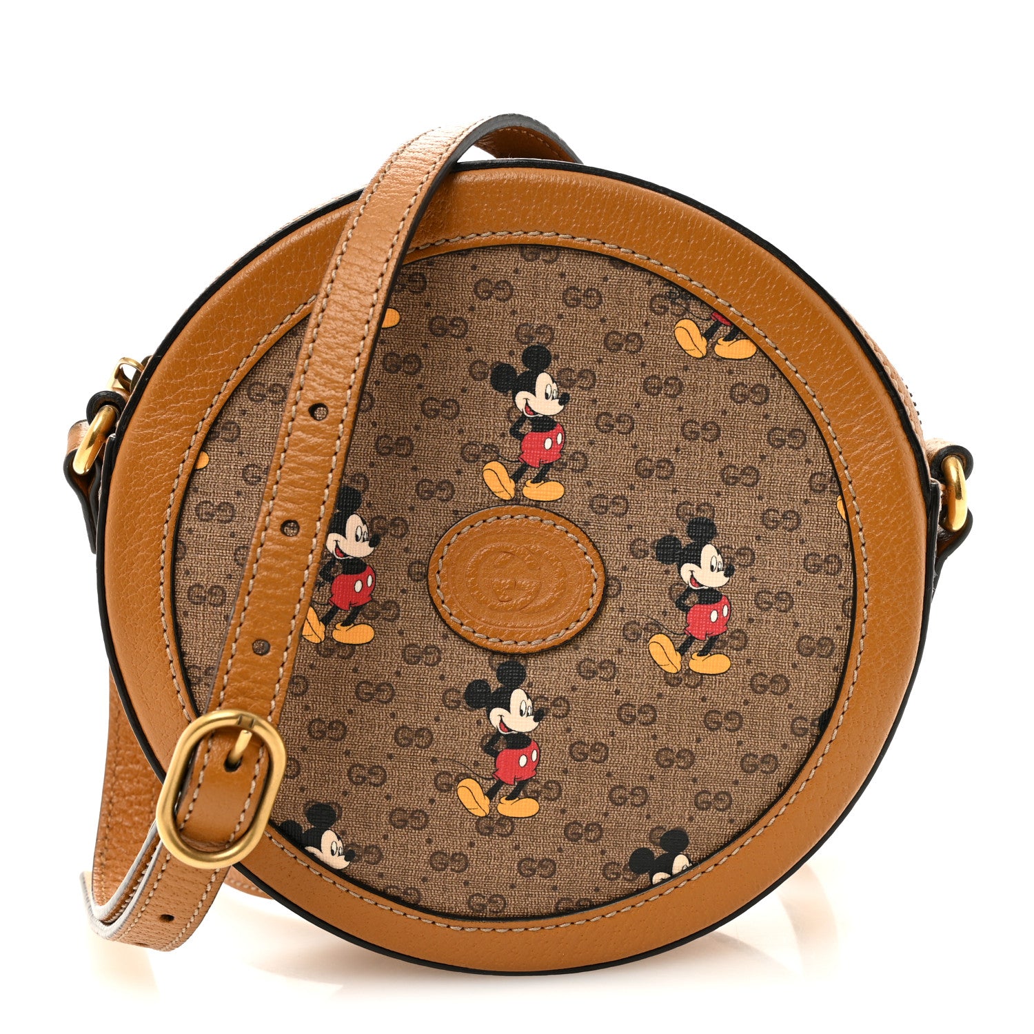 Gucci X DISNEY Mini Vintage GG Supreme Monogram Mickey Mouse Round Shoulder Bag Beige Vintage Sun Oil 1 of 10