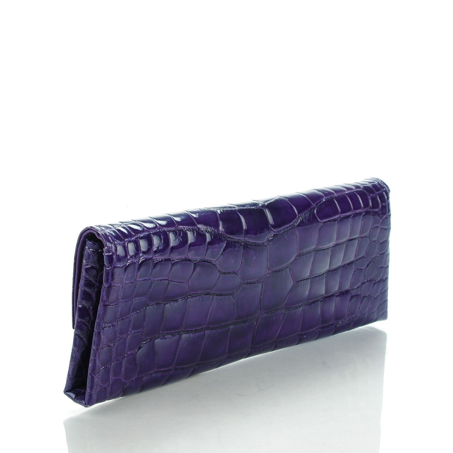 Valentino Garavani Crocodile Crystal Black Panther Bangle Clutch Purple 3 of 7