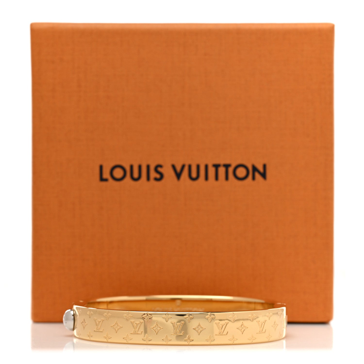 Louis Vuitton Brass Crystal Monogram Nanogram Strass Cuff S Gold 7 of 7