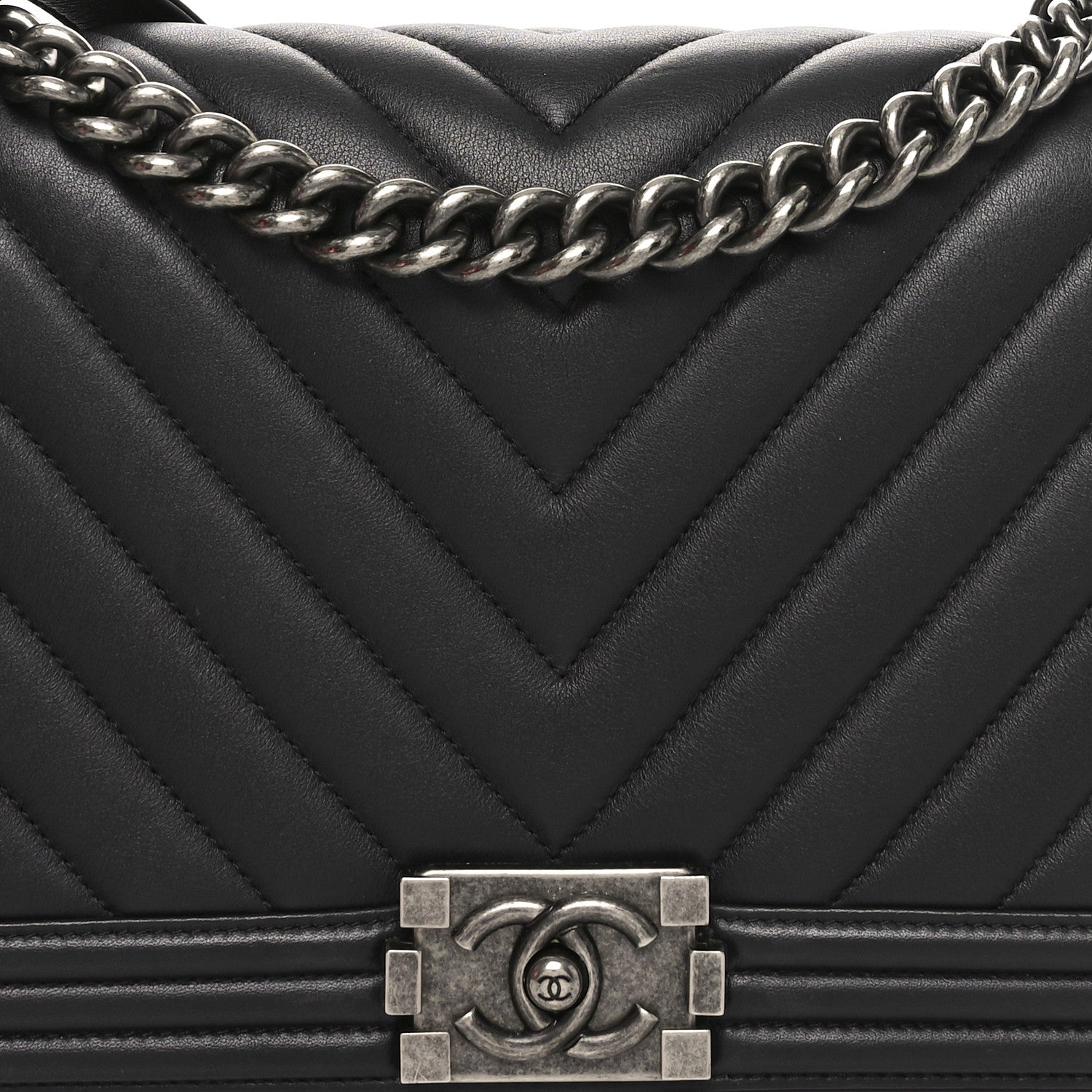 Chanel Lambskin Chevron Quilted New Medium Boy Flap Dark Navy Blue 8 of 10