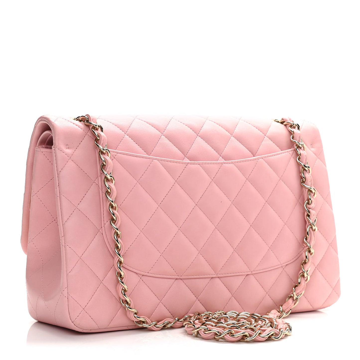 Lambskin Quilted Jumbo Double Flap Light Pink