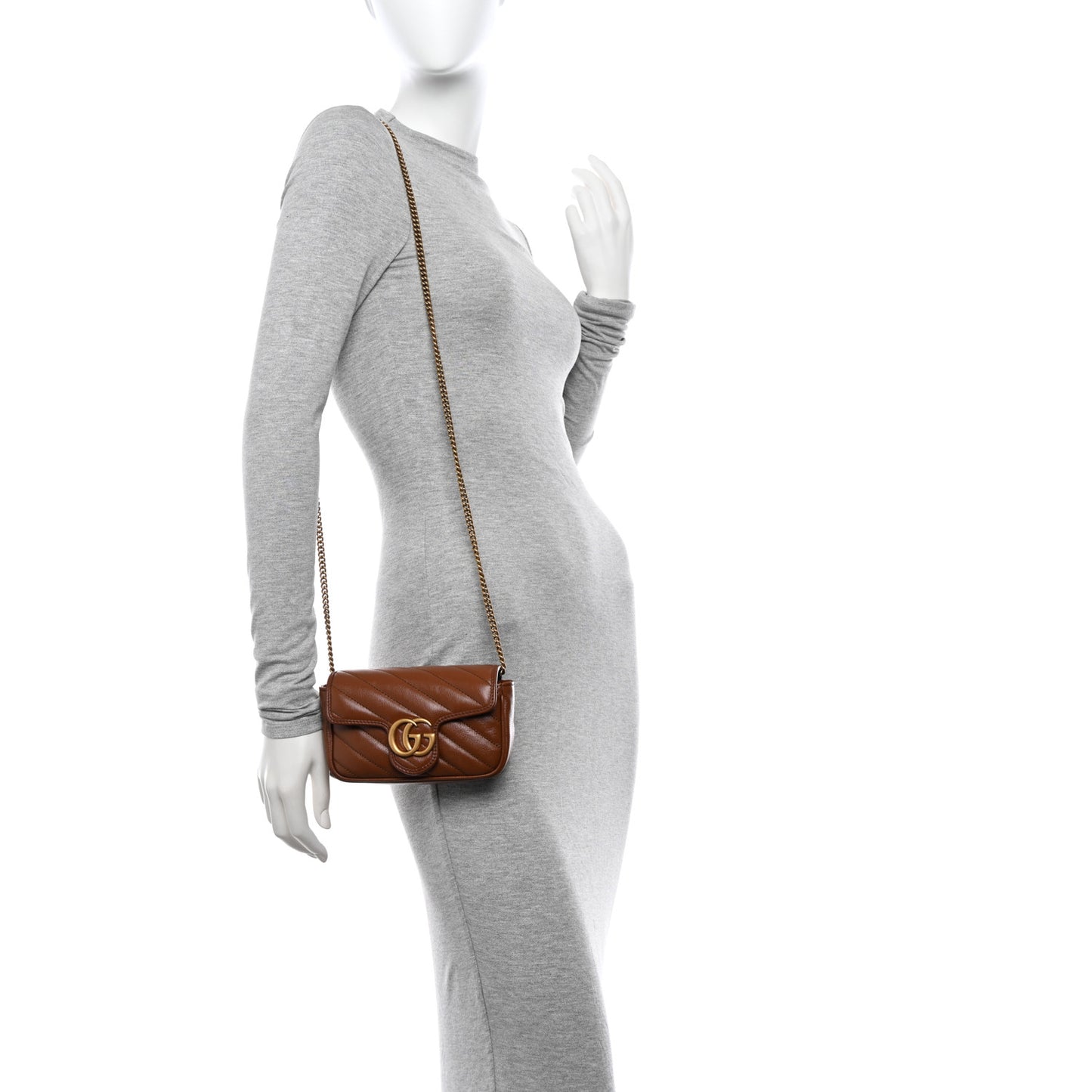 Azalea Calfskin Matelasse Diagonal Super Mini GG Marmont Shoulder Bag Cuir