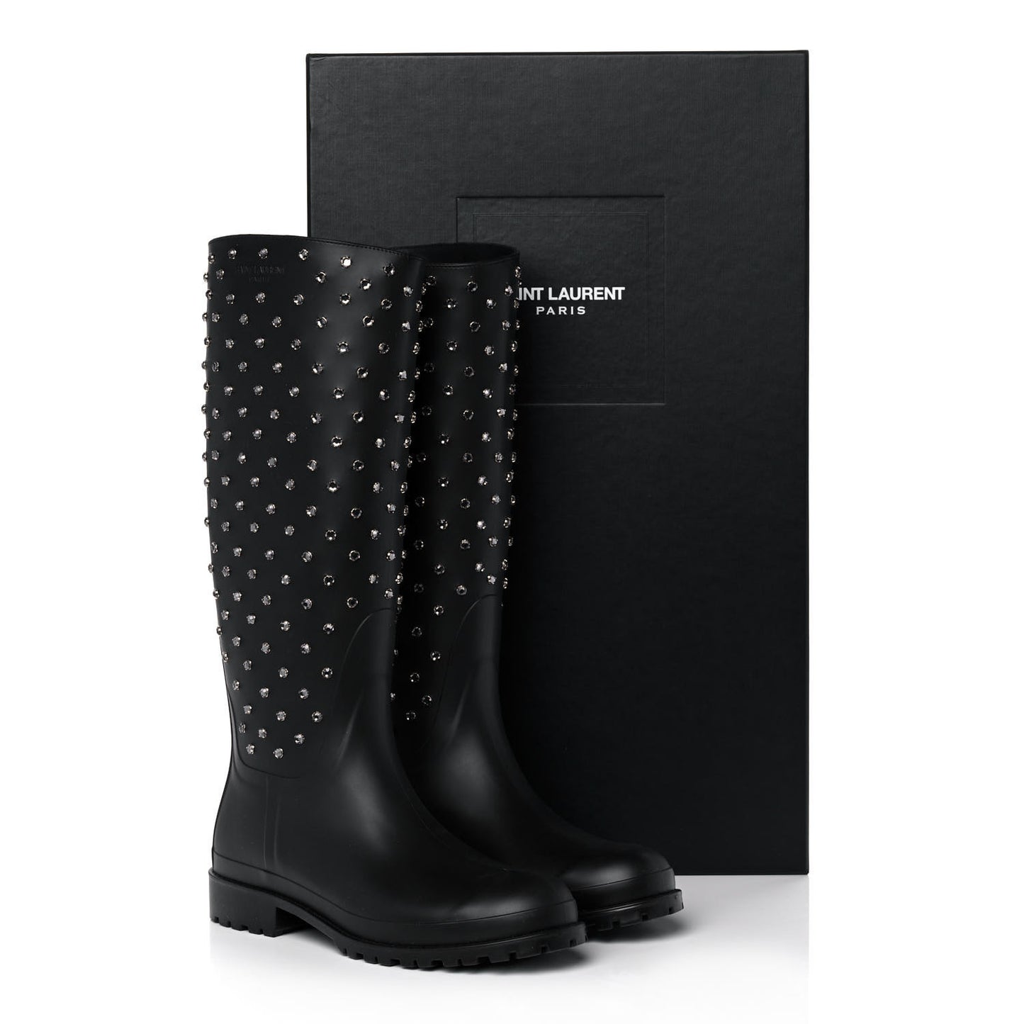 Rubber Studded Festival Rain Boots 42 Black