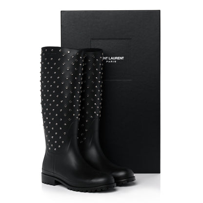 Saint Laurent Rubber Studded Festival Rain Boots 42 Black 10 of 10