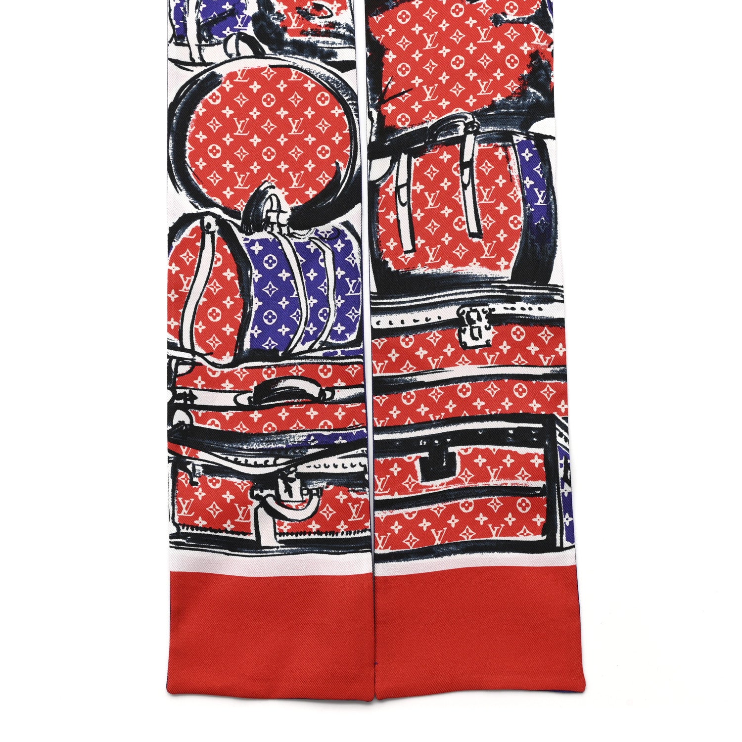 Louis Vuitton Silk Monogram Trunks Bandeau Red 2 of 3
