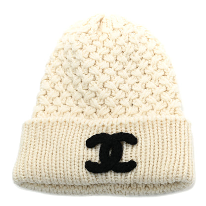 Chanel Cashmere CC Beanie Hat Ivory 1 of 5
