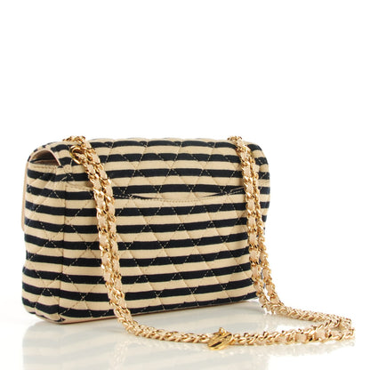 Chanel Jersey Quilted Small Coco Sailor Flap Beige Navy 3 of 10