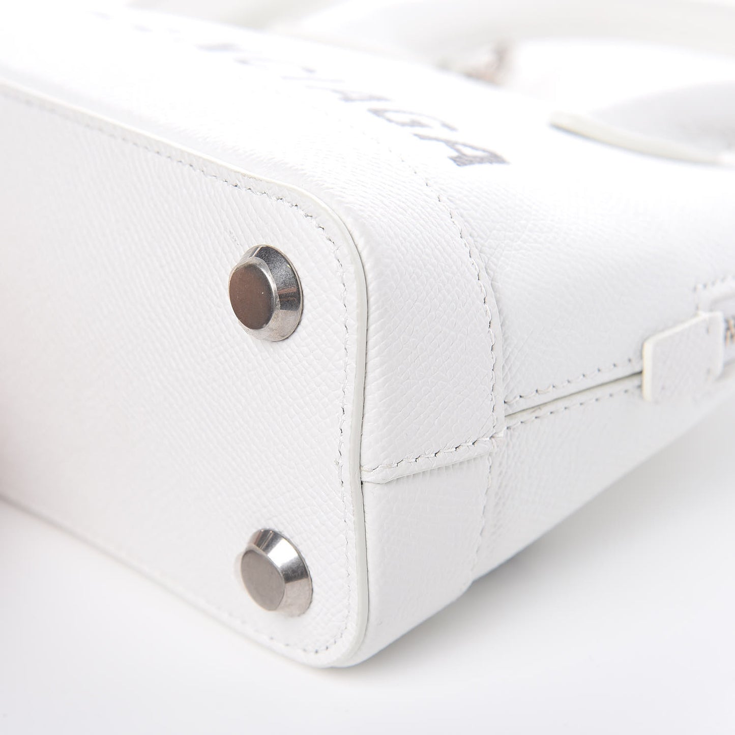 Grained Calfskin XXS Ville Top Handle Bag White Black